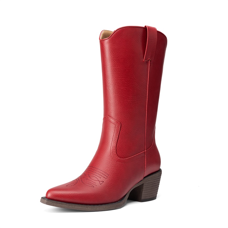 DREAM PAIRS Women   s Narrow Square Toe Western Boots