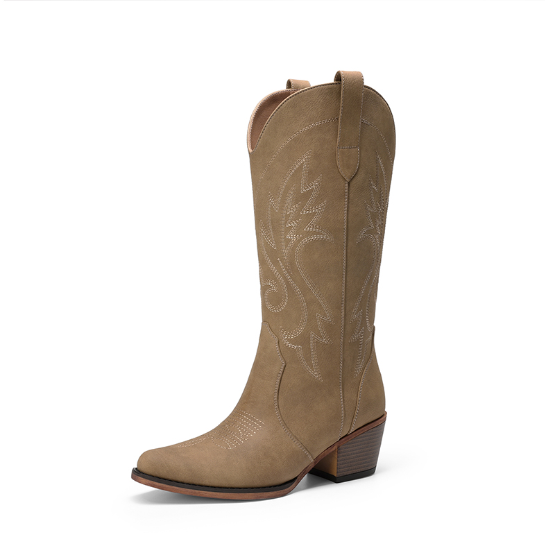 DREAM PAIRS Women s Embroidered Knee High Cowgirl Boots
