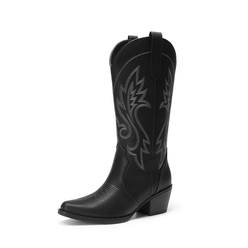 DREAM PAIRS Women   s Embroidered Knee High Cowgirl Boots — view 1
