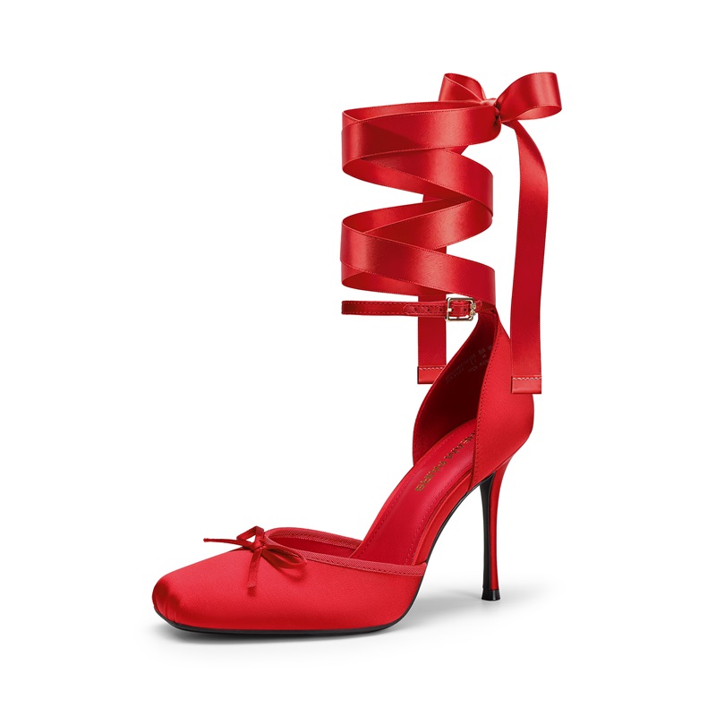 DREAM PAIRS Women s Satin Lace Up Ballet Heels