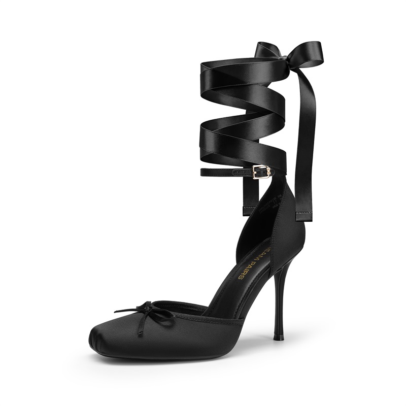 DREAM PAIRS Women s Satin Lace Up Ballet Heels — view 1