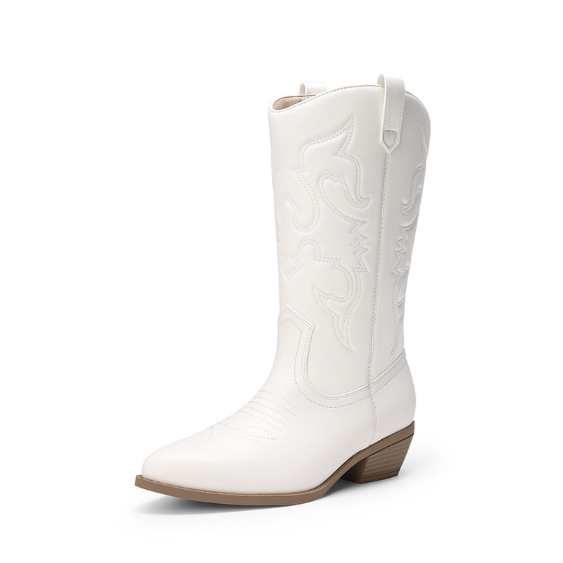 DREAM PAIRS Women s Embroidered Western Cowboy Boots with Wide Toe Box