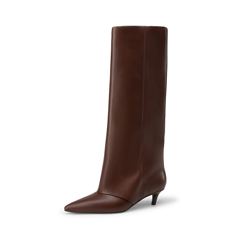 DREAM PAIRS Women s Fold Over Kitten Heel Tall Boots