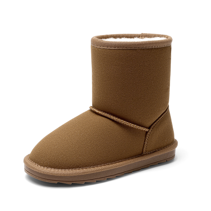 DREAM PAIRS Kids  Wide Fit Round Toe Winter Fuzzy Booties