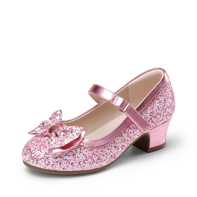 DREAM PAIRS Girls  Glitter Dress Shoes with Low Heel