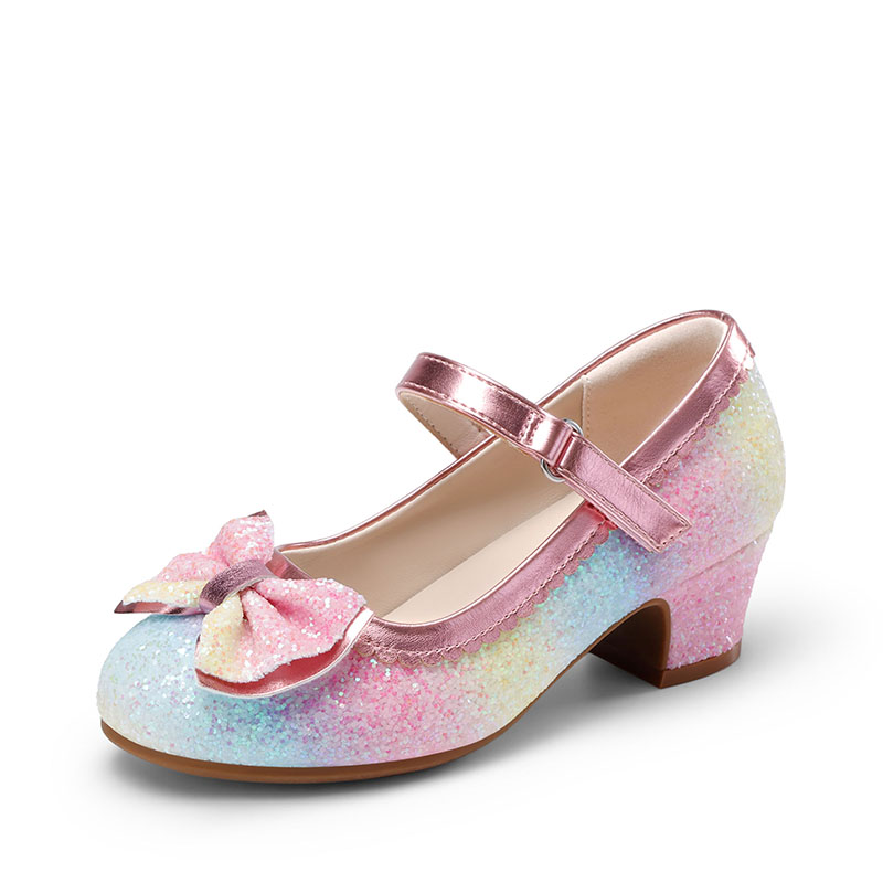 DREAM PAIRS Girls  Glitter Dress Shoes with Low Heel