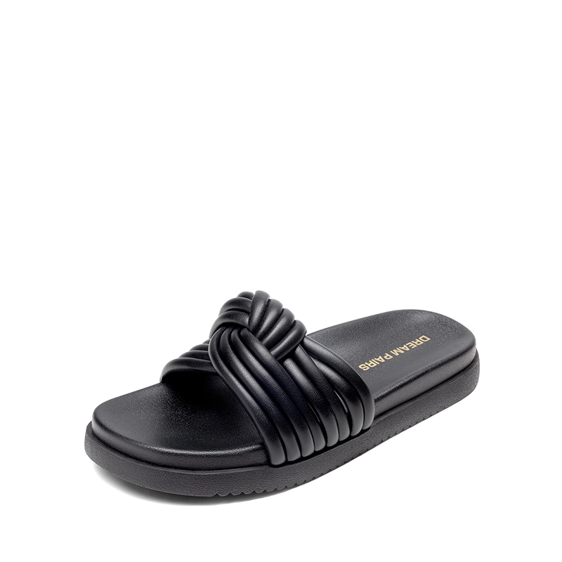 DREAM PAIRS Women   s Padded Tubular Strap Slide Sandals — view 1