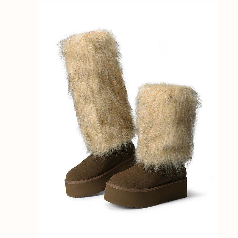DREAM PAIRS Women s Platform Faux Fur Snow Boots with Fur Leg Warmers