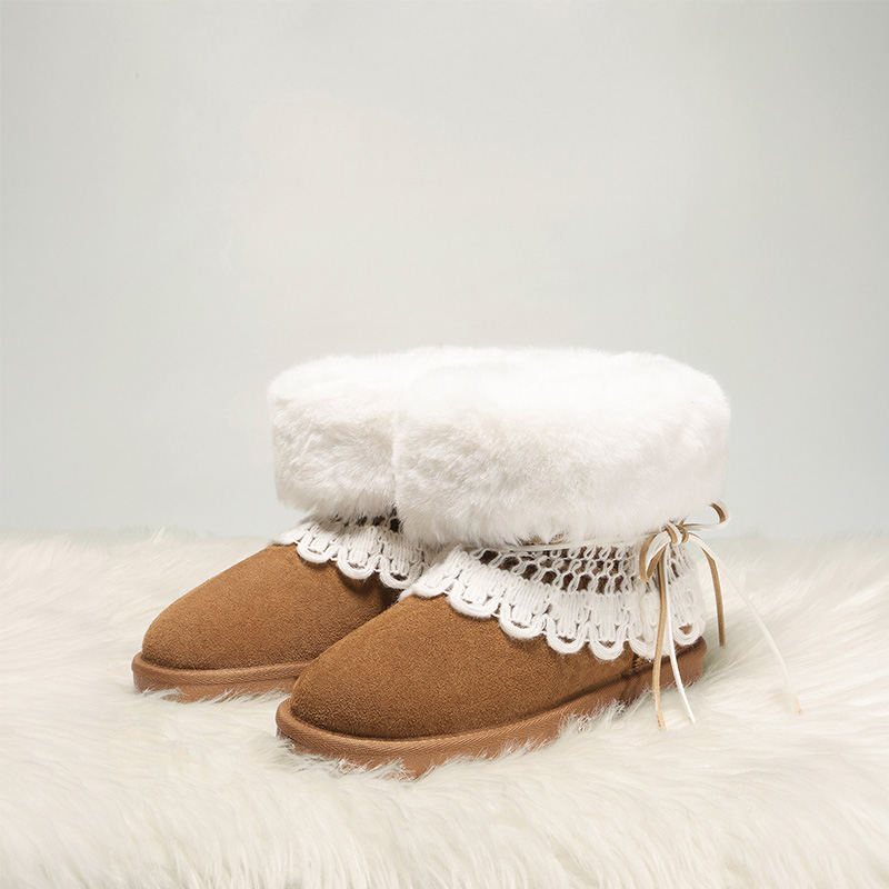 DREAM PAIRS FuzzyClassic Il Low Boot Suede Slip On Snow Ankle Boots
