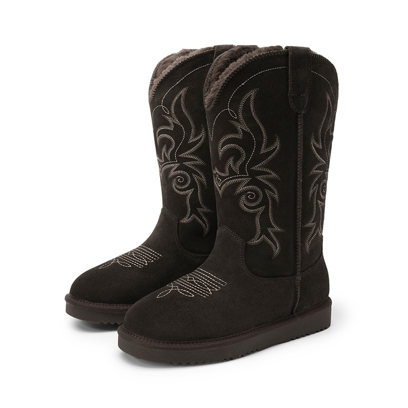 DREAM PAIRS Women   s Suede Plush Lined Snow Boots