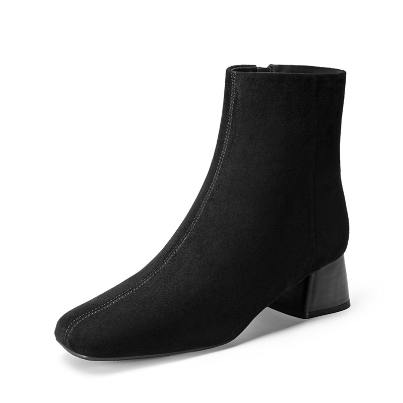 DREAM PAIRS Women   s Square Toe Block Heel Ankle Boots