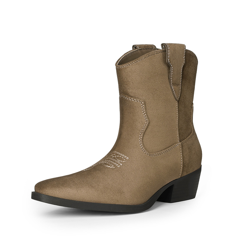 DREAM PAIRS Women   s Narrow Square Toe Western Ankle Boots