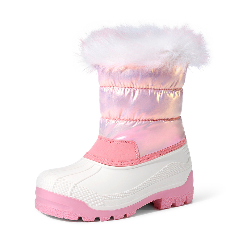 DREAM PAIRS Girls Glossy Waterproof Winter Snow Boots