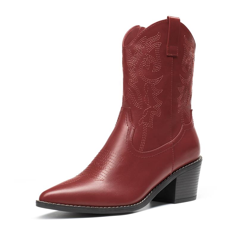 DREAM PAIRS Western Chunky Heel Cowboy Ankle Boots — view 1