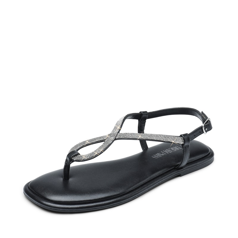 DREAM PAIRS Ankle Strap Rhinestone Flat Sandals
