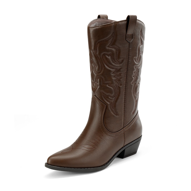 DREAM PAIRS Mid Calf Western Cowboy Boots