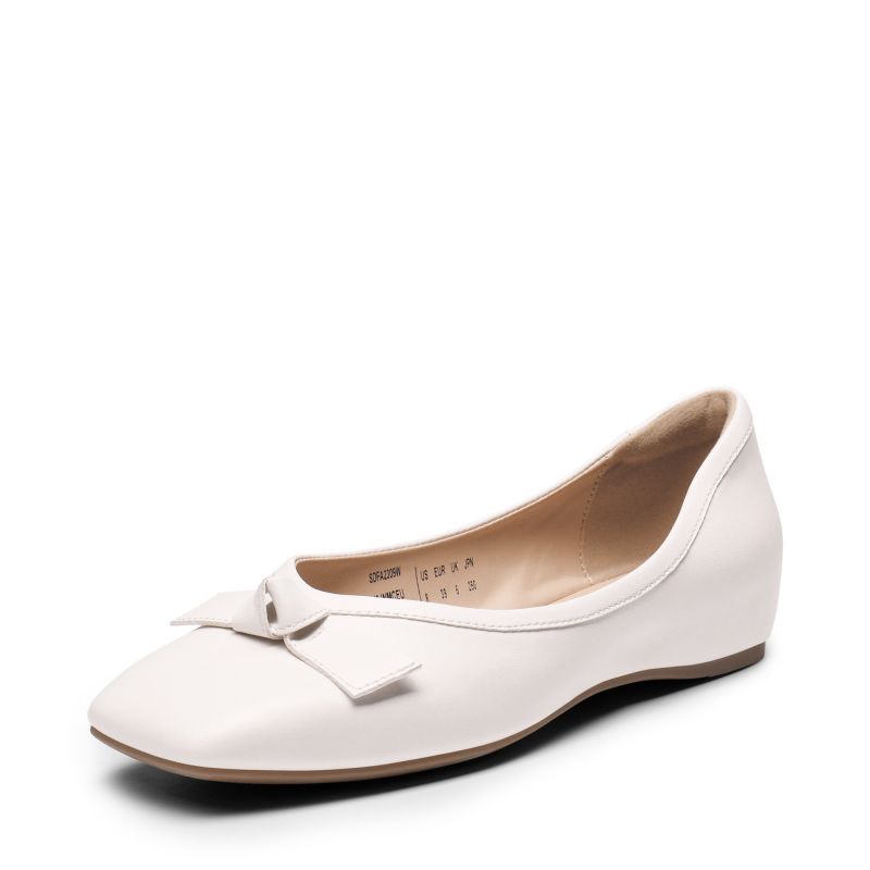 DREAM PAIRS Square Toe Low Wedge Bow Flats