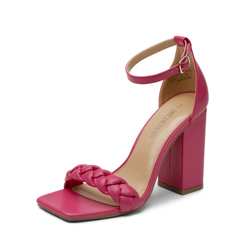 DREAM PAIRS Braided Strap High Chunky Heel Sandals