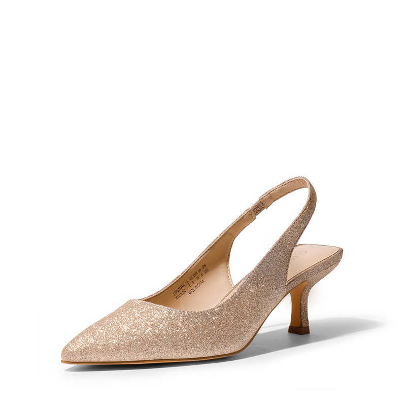 DREAM PAIRS Pointed Toe Slingback Kitten Heel Pumps