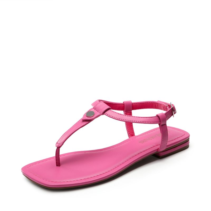 DREAM PAIRS T Strap Thong Flat Sandals With Silk Ribbon