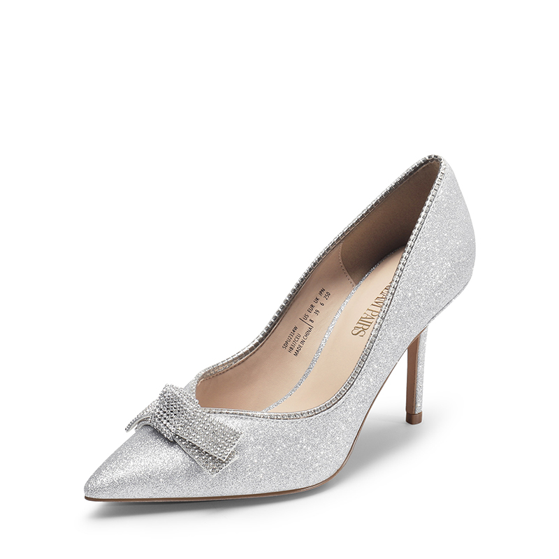 DREAM PAIRS Rhinestone Bowknot Stiletto Heel Pumps — view 1
