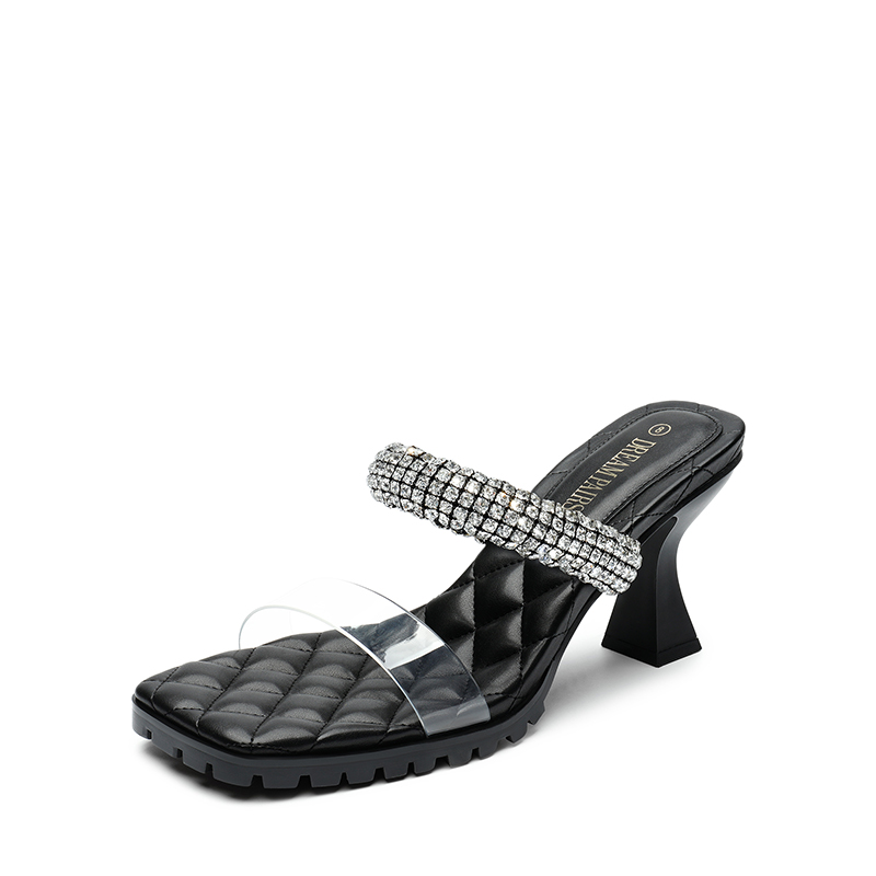 DREAM PAIRS Rhinestone Strap Quilted Heel Sandals — view 1