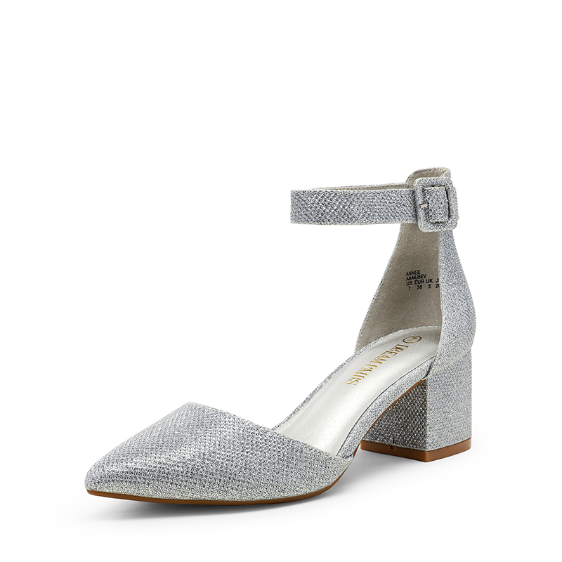 DREAM PAIRS Annee Pointed Toe Low Chunky Heels Pump Shoes