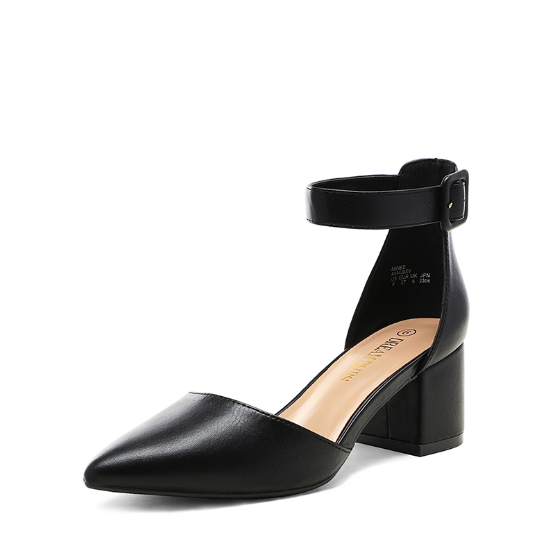 DREAM PAIRS Wide Width Ankle Strap Chunky Low Heel Pumps — view 1