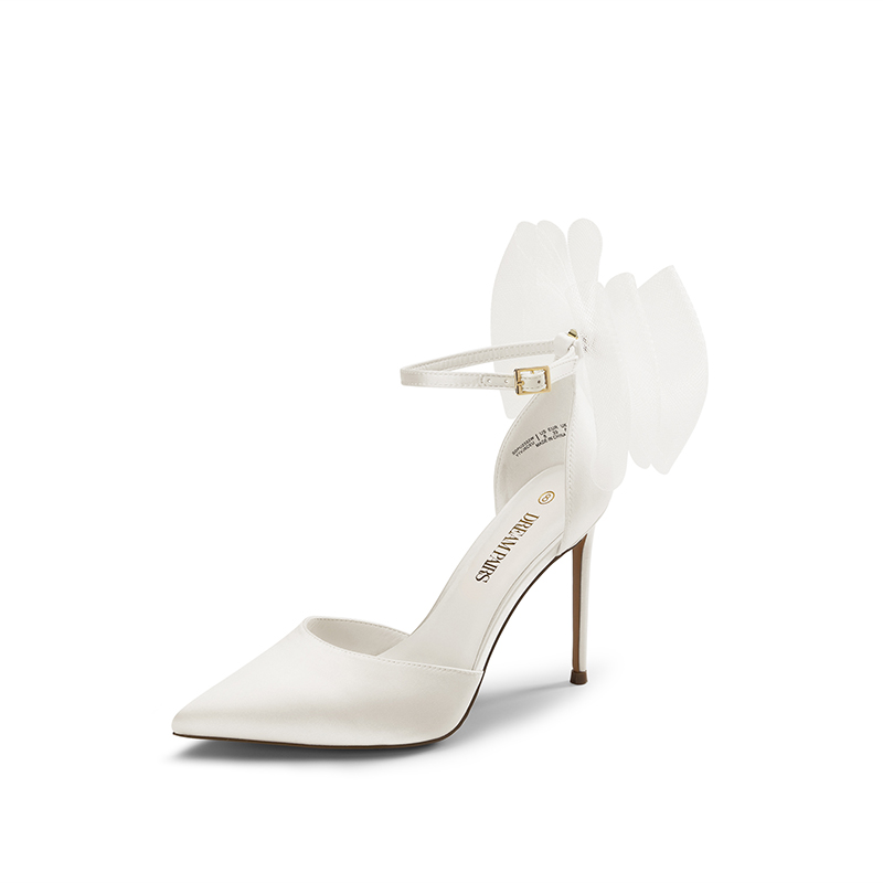 DREAM PAIRS Silky Pointed Toe Bow Stiletto Heel Pumps