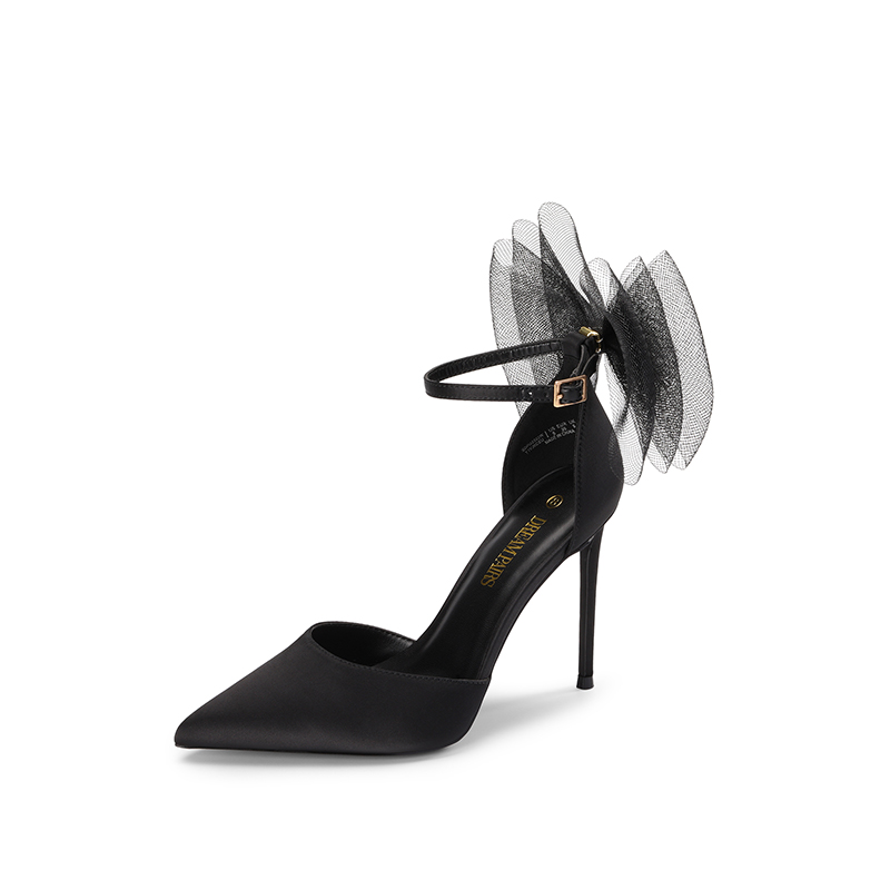 DREAM PAIRS Silky Pointed Toe Bow Stiletto Heel Pumps — view 1