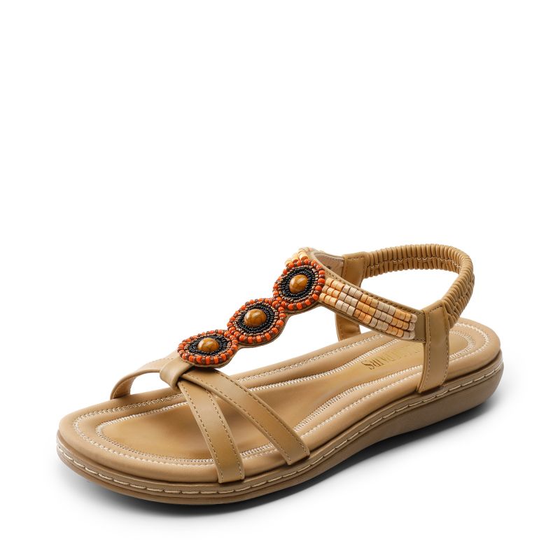 DREAM PAIRS Elastic Ankle Strap Bohemian Flat Sandals — view 3