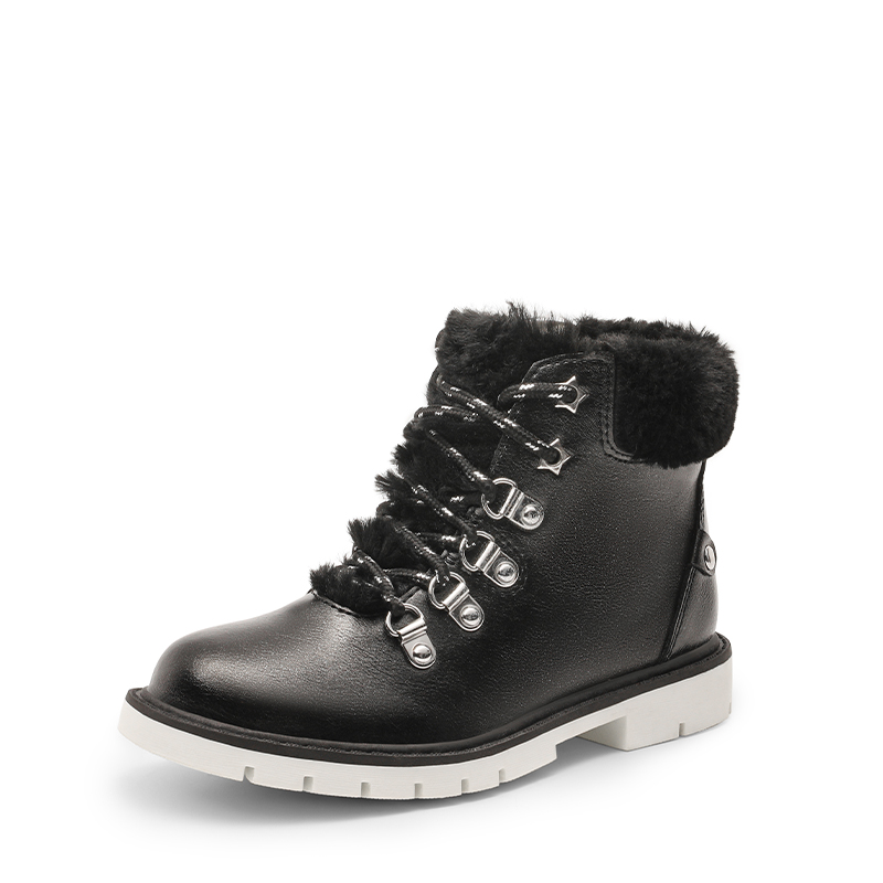 DREAM PAIRS Girls  Lace Up Faux Fur Ankle Boots — view 1