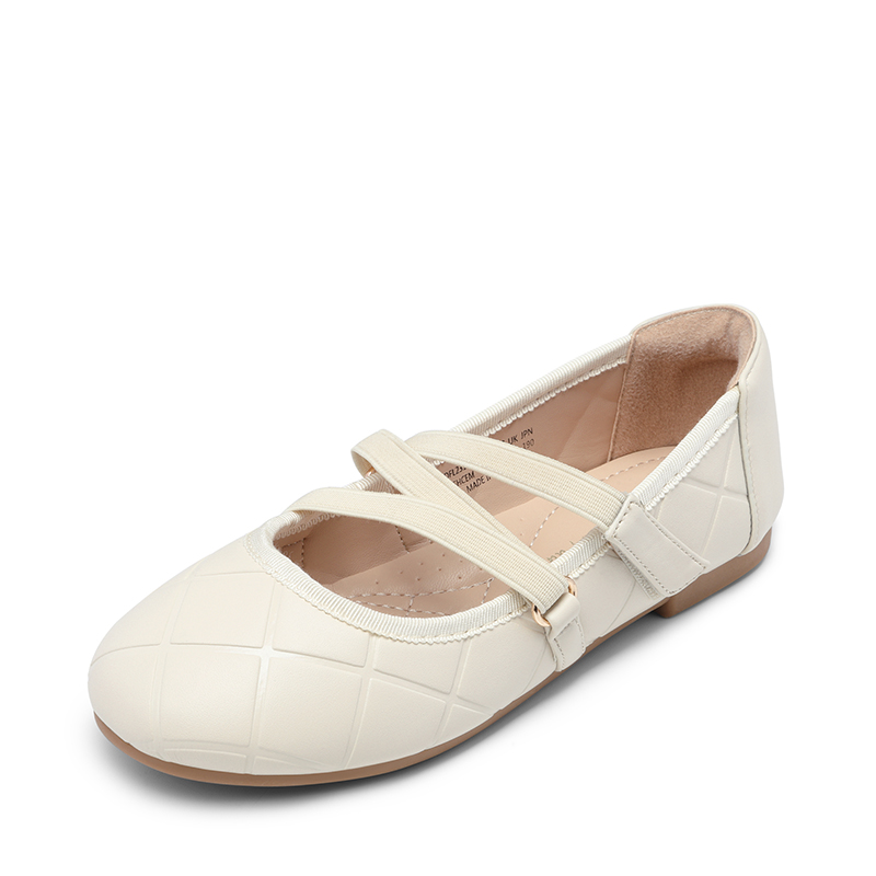 DREAM PAIRS Girls Stitched Detail Elastic Crossover Straps Flats — view 1