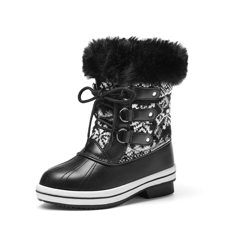 DREAM PAIRS Kids Faux Fur Winter Snow Boots