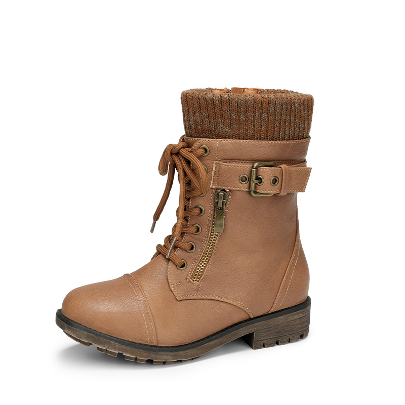DREAM PAIRS Girl s Mid Calf Combat Boots — view 1