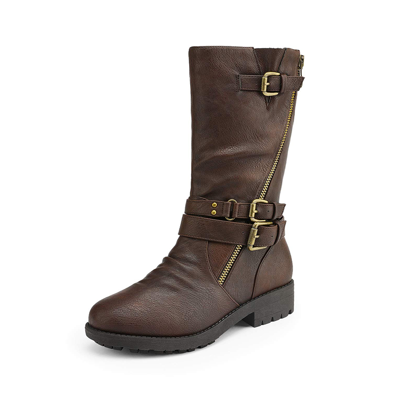 DREAM PAIRS Kids Buckle Knee High Boots