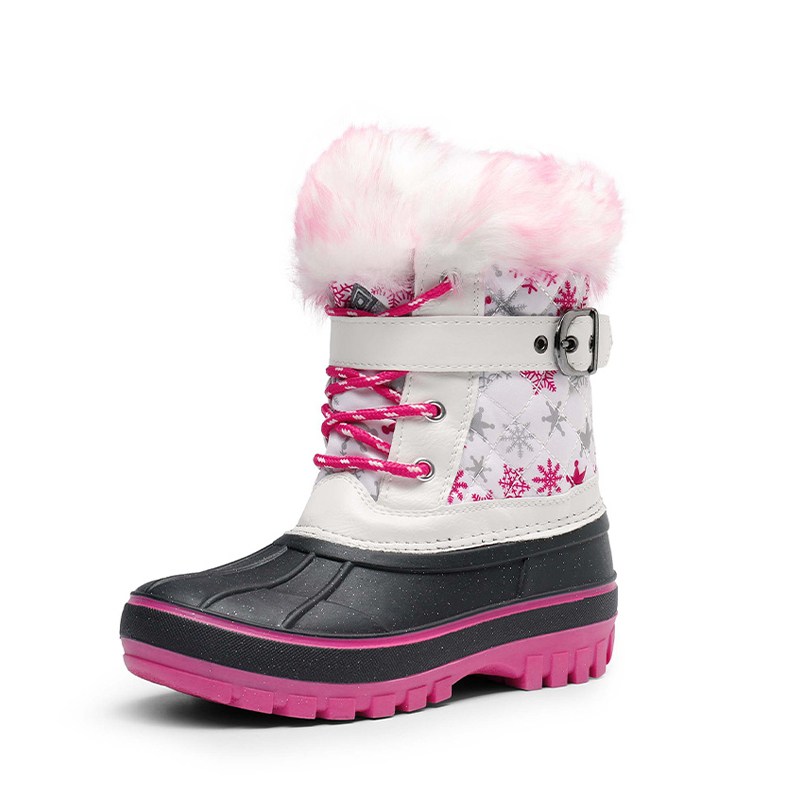 DREAM PAIRS Kids Faux Fur Trim Mid calf Boots