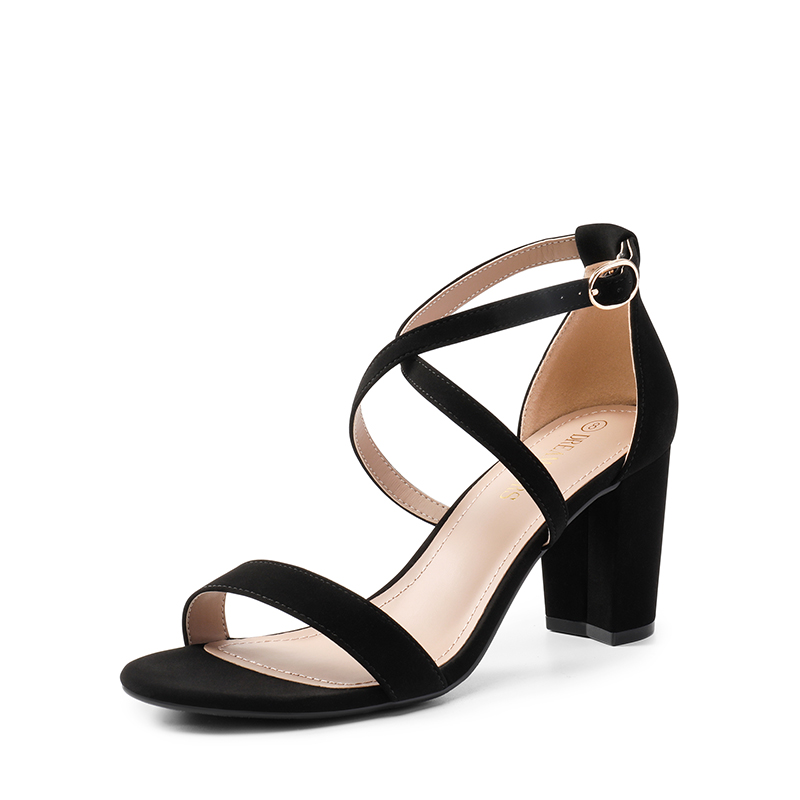 DREAM PAIRS Criss Cross Chunky Heel Ankle Strap Sandals — view 1