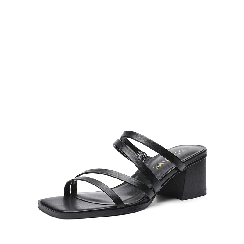DREAM PAIRS Square Toe Strappy Chunky Heel Sandals — view 1