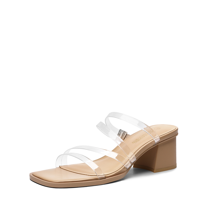 DREAM PAIRS Square Toe Strappy Chunky Heel Sandals