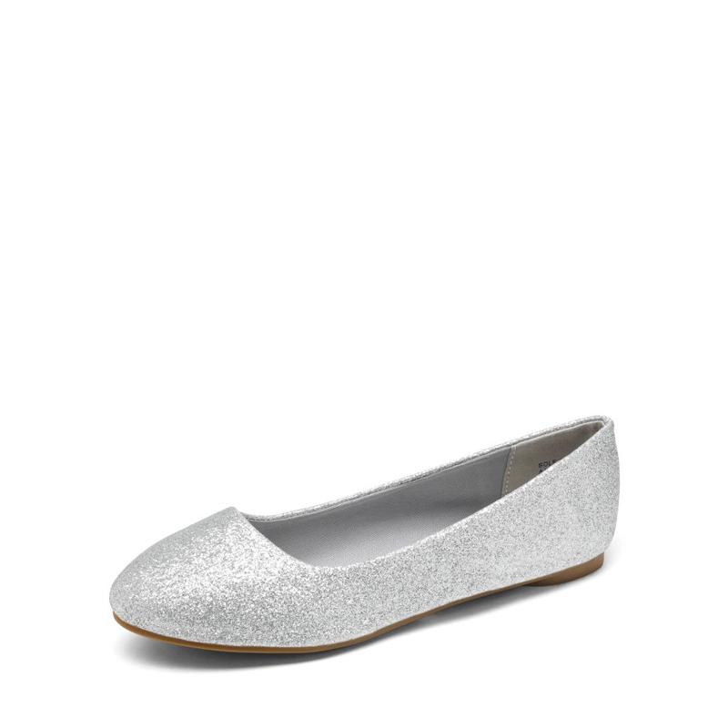 DREAM PAIRS Wide Width Comfortable Ballerina Sparkly Flats