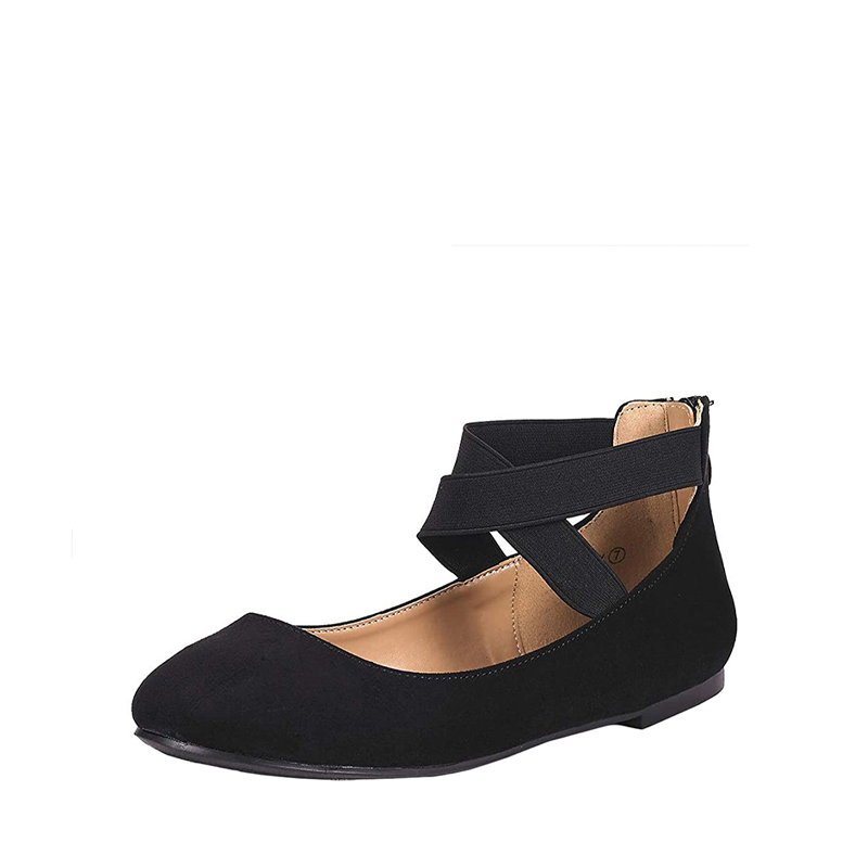 DREAM PAIRS Elastic Closed Toe Flats with Ankle Strap — view 1