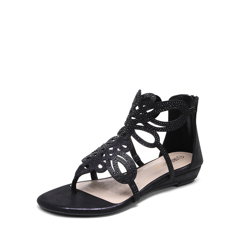 DREAM PAIRS Gladiator Rhinestones Flat Sandals