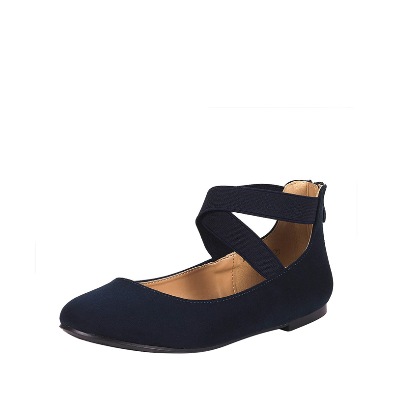 DREAM PAIRS Elastic Closed Toe Flats with Ankle Strap