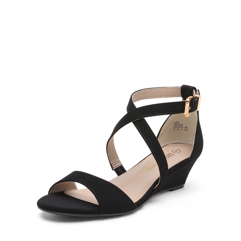 DREAM PAIRS Wide Width Open Toe Low Wedge Sandals — view 1