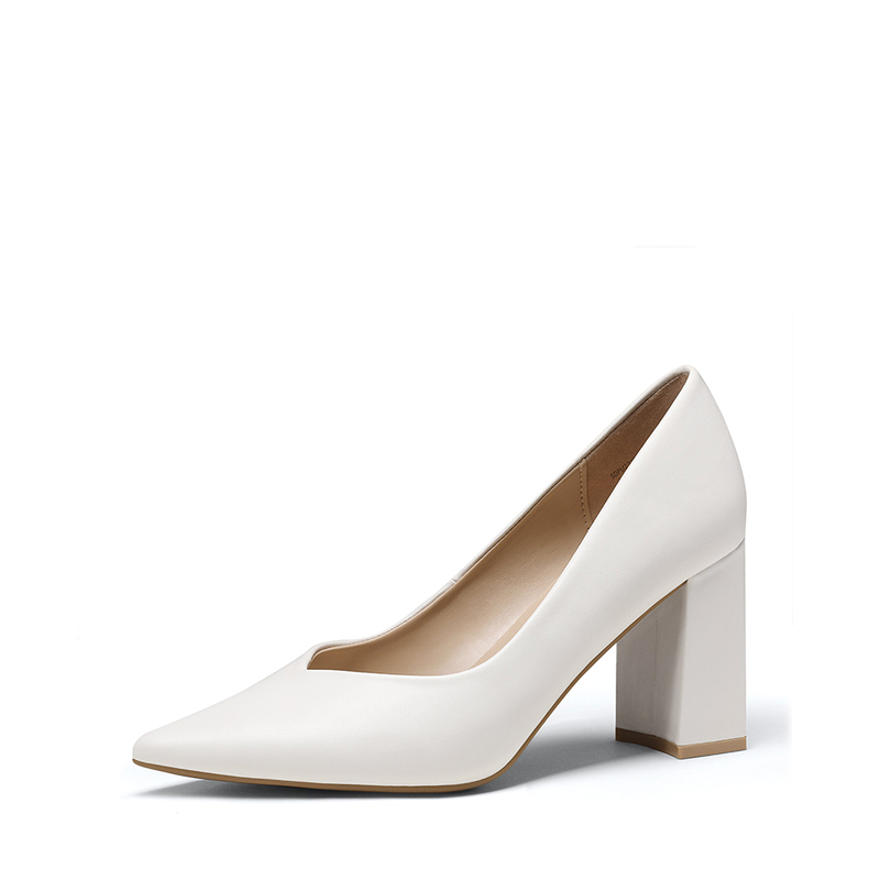 DREAM PAIRS Pointed Toe Chunky High Heel Pumps