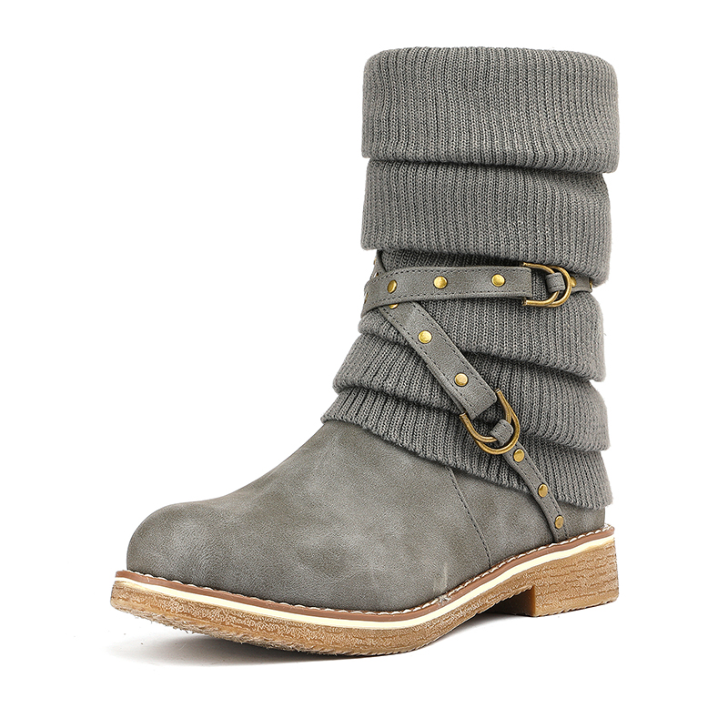 DREAM PAIRS Buckle Strap Mid Calf Snow Boots