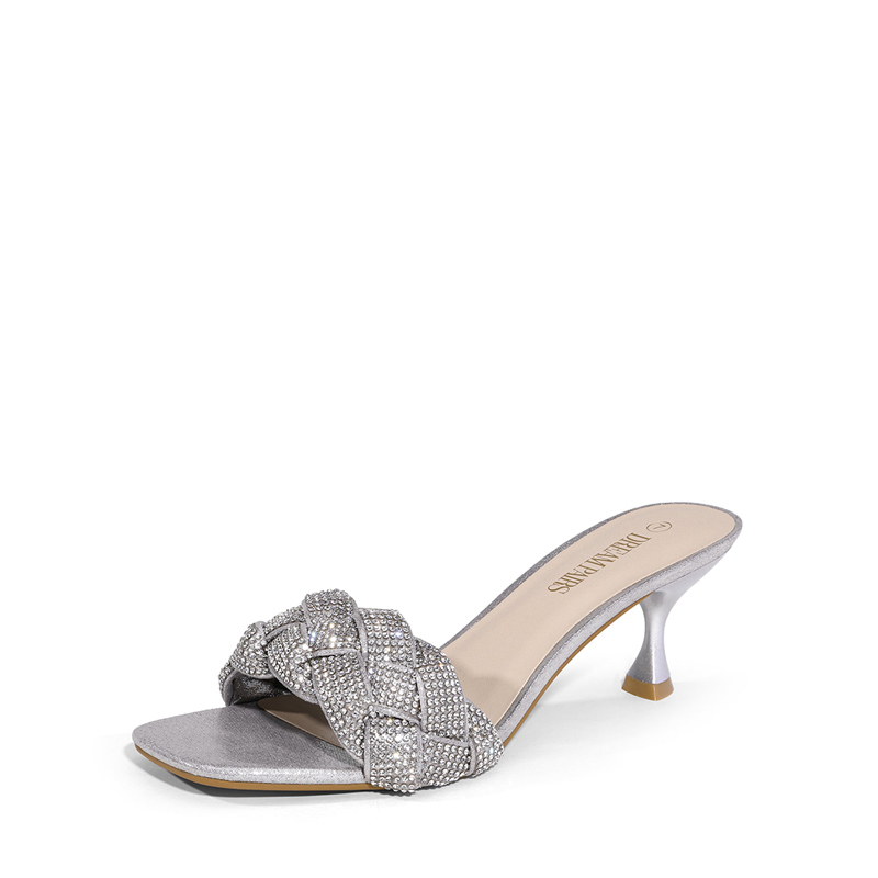 DREAM PAIRS Rhinestone Open Toe Kitten Heel Mule Sandals — view 1