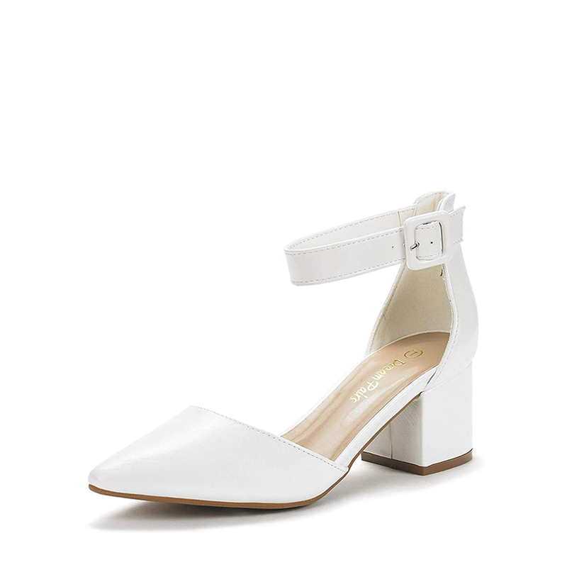 DREAM PAIRS Annee Pointed Toe Low Chunky Heels Pump Shoes