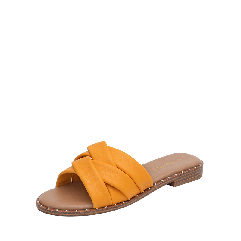 DREAM PAIRS Studded Flat Slide Sandals